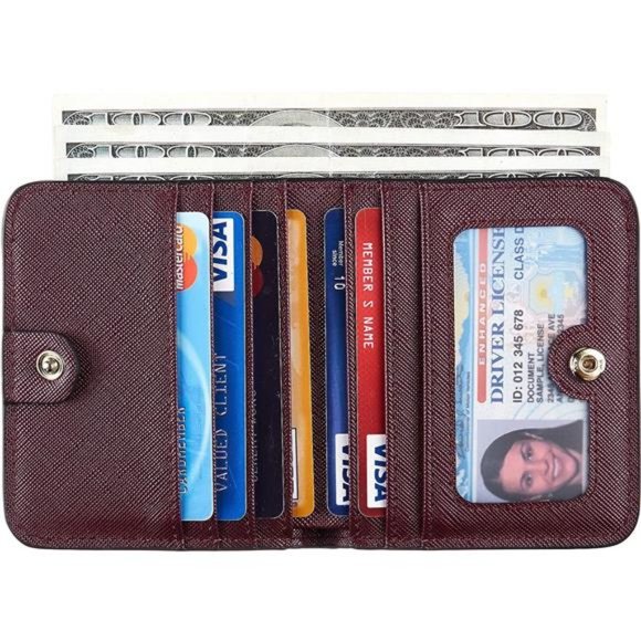 Womens Rfid Blocking Small Compact Bifold Luxury Genuine Leather Pocket Wallet - Picture 5 of 6